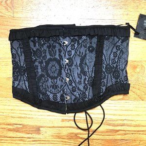 Lip Service Gothic Lolita Victorian EGL Lace Over Gray Corset Cincher M